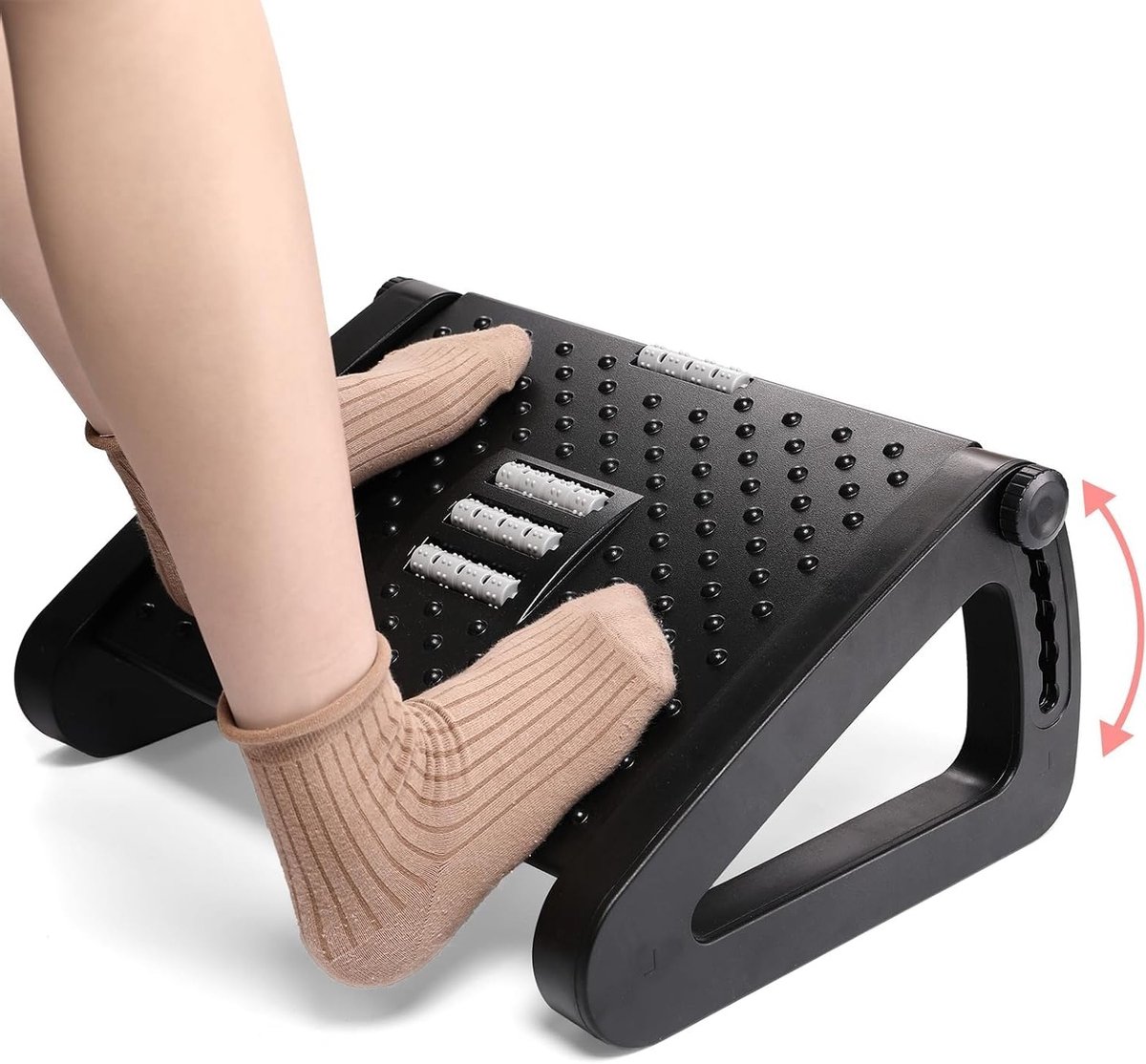 Ergonomische Voetsteun voor Onder Bureau, 6 Hoogte-instellingen, Handmatige Massage Rollen, Duurzaam Ontwerp voor Thuiswerk en Gaming