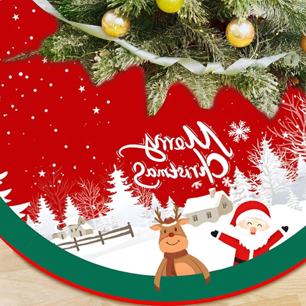 Kerstdeken 90 cm met dennenboom, ronde kerstmat en boomrok voor een sfeervolle kerstdecoratie