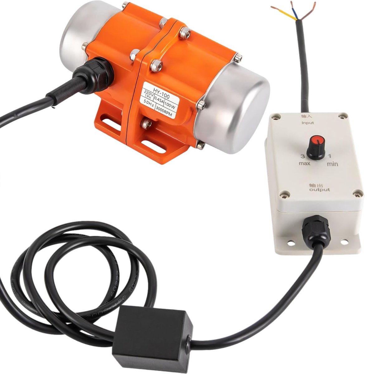 SnelShoppen - Electric Vibrating Motor 220V 100W met 0-3000 rpm Stepless Speed Controller - Veelzijdige Vibratormotor voor Mining, Metallurgie, Bouw e