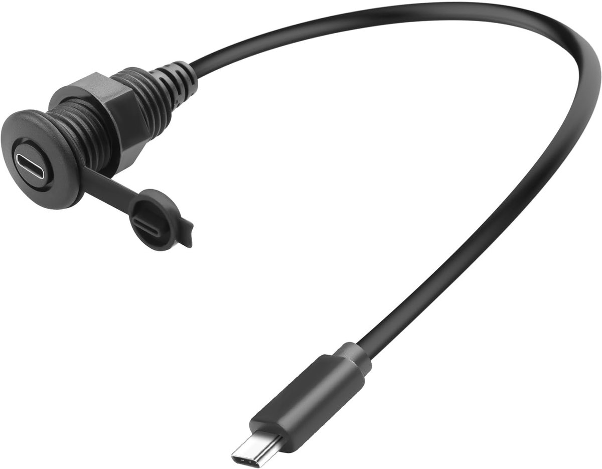 SnelShoppen - USB C 3.0 Bulkhead Mount Adapter Kabel 5Gbps, Korte Draad, Type C Plug, PD 60W Opladen, Voor Meubels en Thuisgebruik