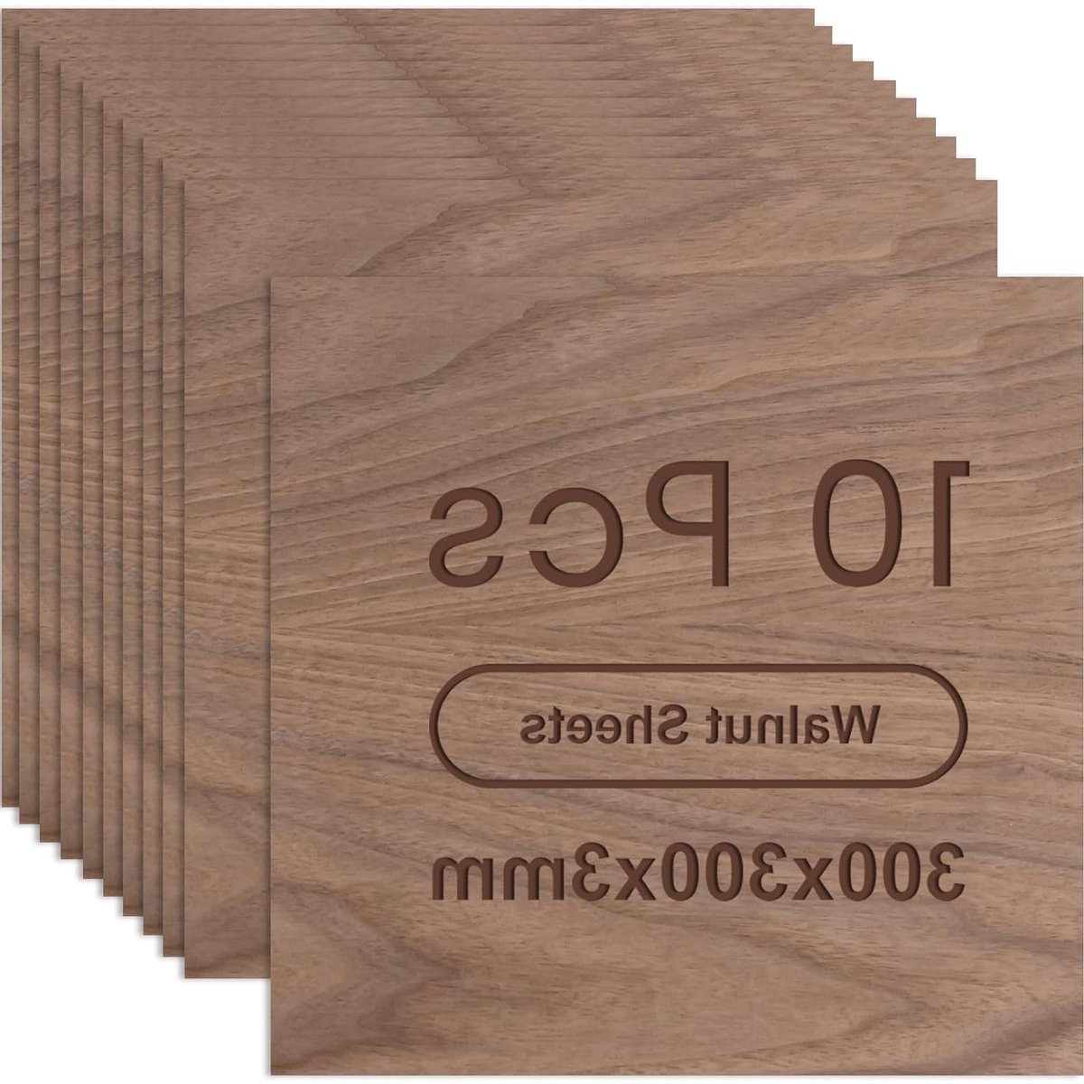 Walnoot Plywood Platen 10 Stuks 300x300x3mm voor Lasergravure, Modelbouw en Houten Ambachten, CNC Bewerking en Schilderen
