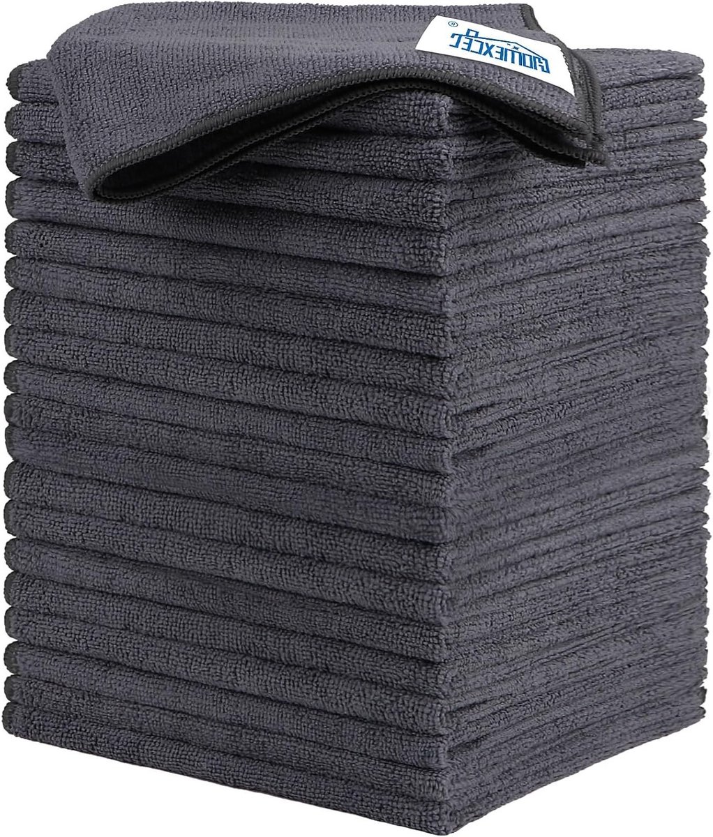Microvezeldoeken 20-pack 11,5 x 11,5 inch - Ultra absorberende, pluisvrije schoonmaakdoeken voor auto, keuken en ramen