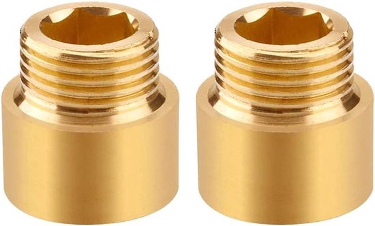 Messing kraanverlengstuk DN15 draad 1/2" IG x 1/2" AG - 2 stuks