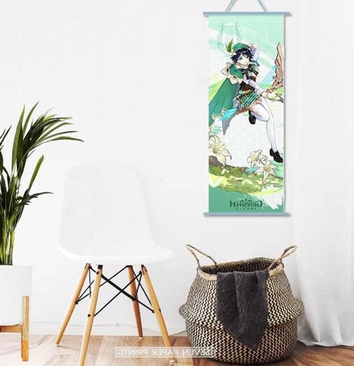 Grote Anime Poster voor Wanddecoratie - Venti Afbeelding, 70 x 25 cm, Rolposter, Manga Kunstwerk