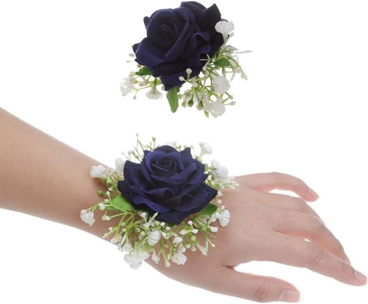 Elegante Kunstbloemen Corsage en Boutonniere Set voor Bruiloft, Bruid en Bridesmaid - Donk
