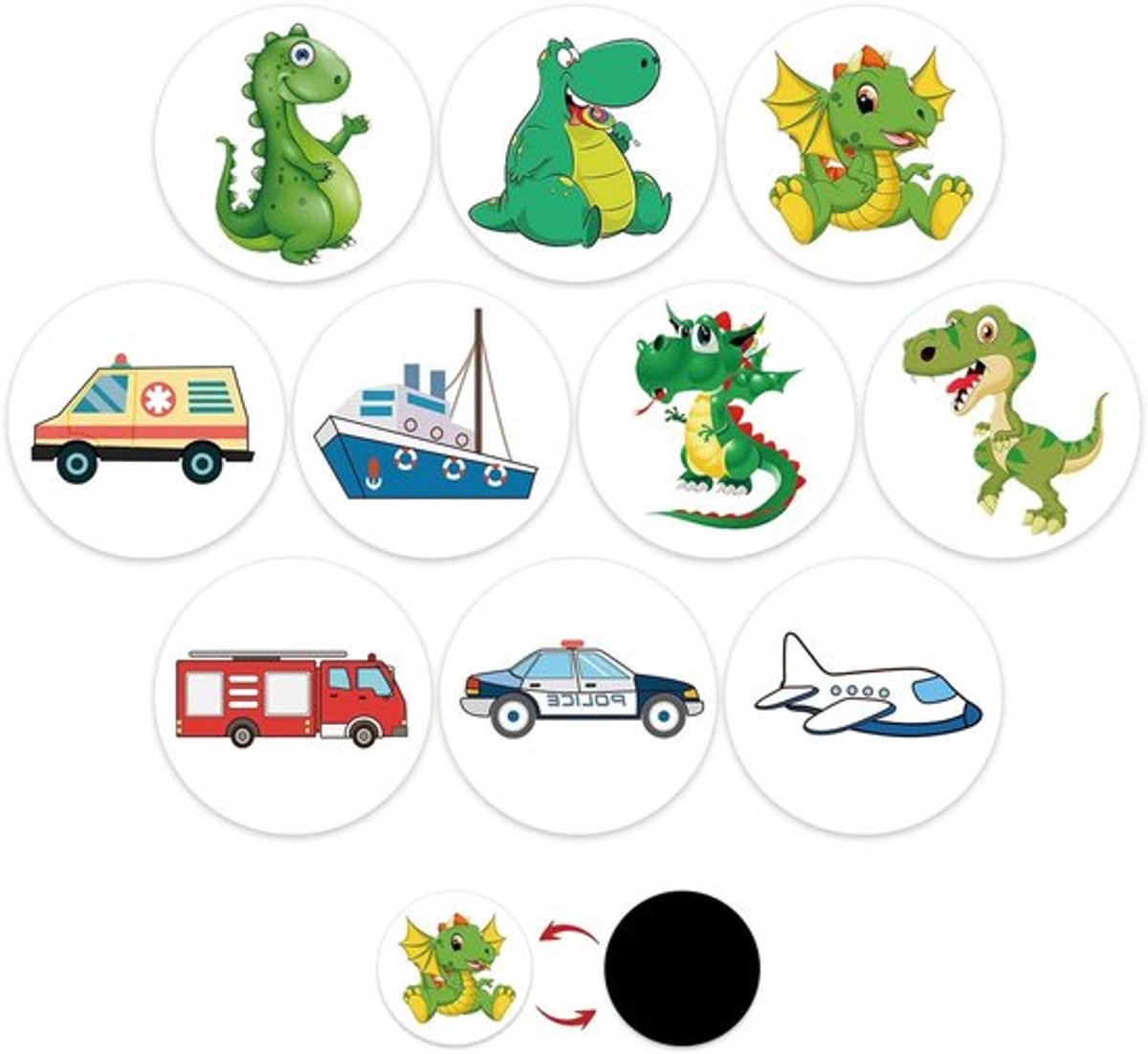 Herbruikbare zindelijkheidstraining stickers met kleurverandering - Set van 10 - Jongens en meisjes - Potje doelen - 10 patronen