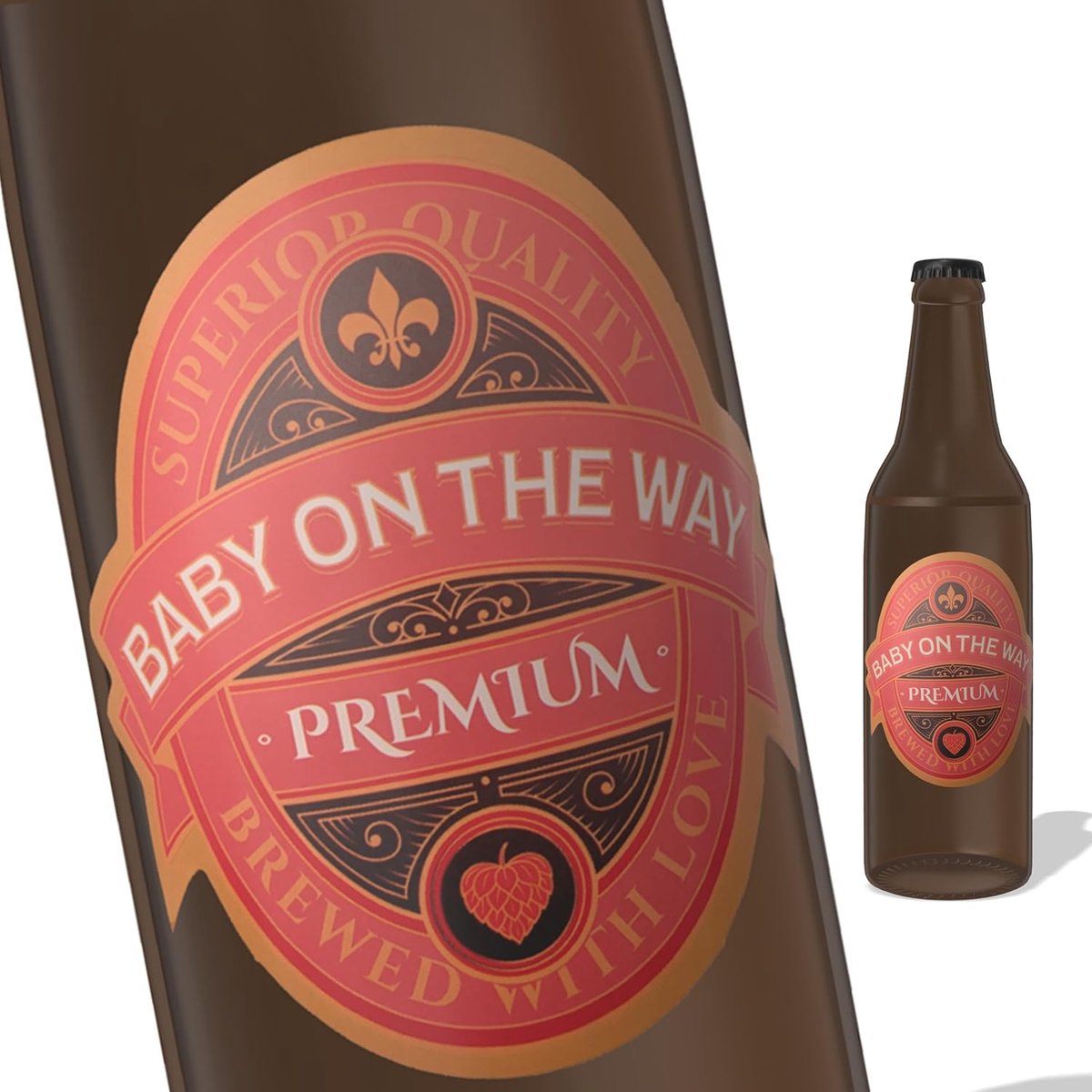 SnelShoppen - Set van 6 Bierfles Labels - Baby op komst - Groene & Gouden Stickers voor Feest, Verjaardag, Babyshower, Premium Kwaliteit, Perfect voor