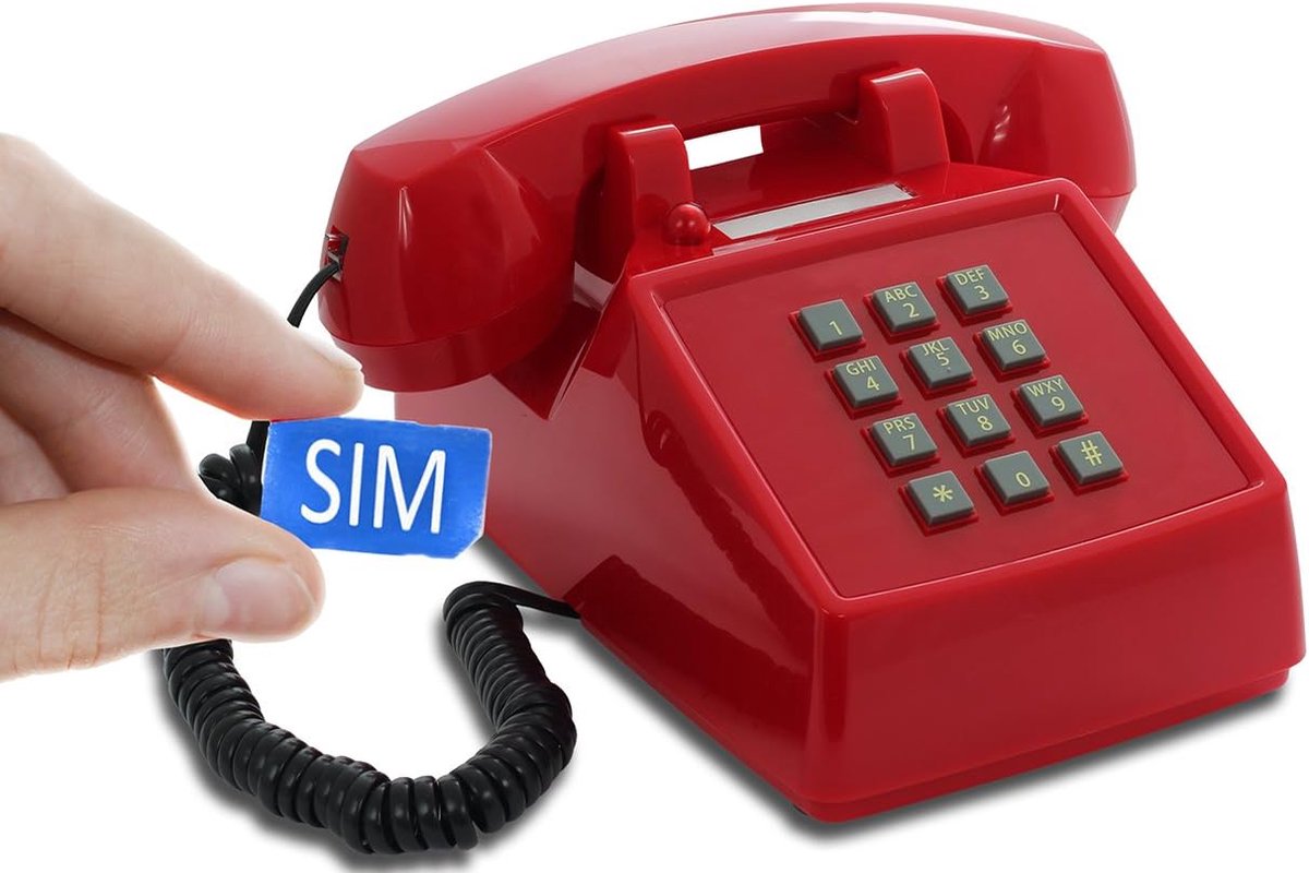 SnelShoppen - Retro 4G/5G Tafelfoon met Stem over LTE - 80s Design Mobiele Telefoon met Echte Metalen Deurbel - Rood - Perfect voor Thuis of als Cadea