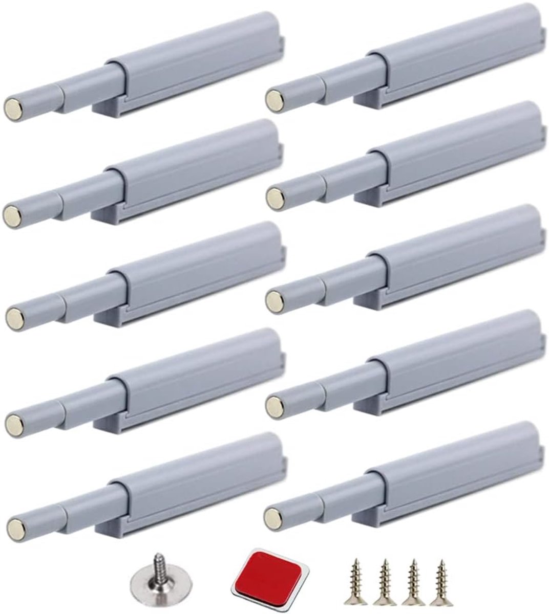 SnelShoppen - Push to Open Deur Opener - Magnetische Druksluiting voor Kastdeuren - Handgreeploze Deursluiting - 10 Stuks - ABS Kunststof & Neodymium