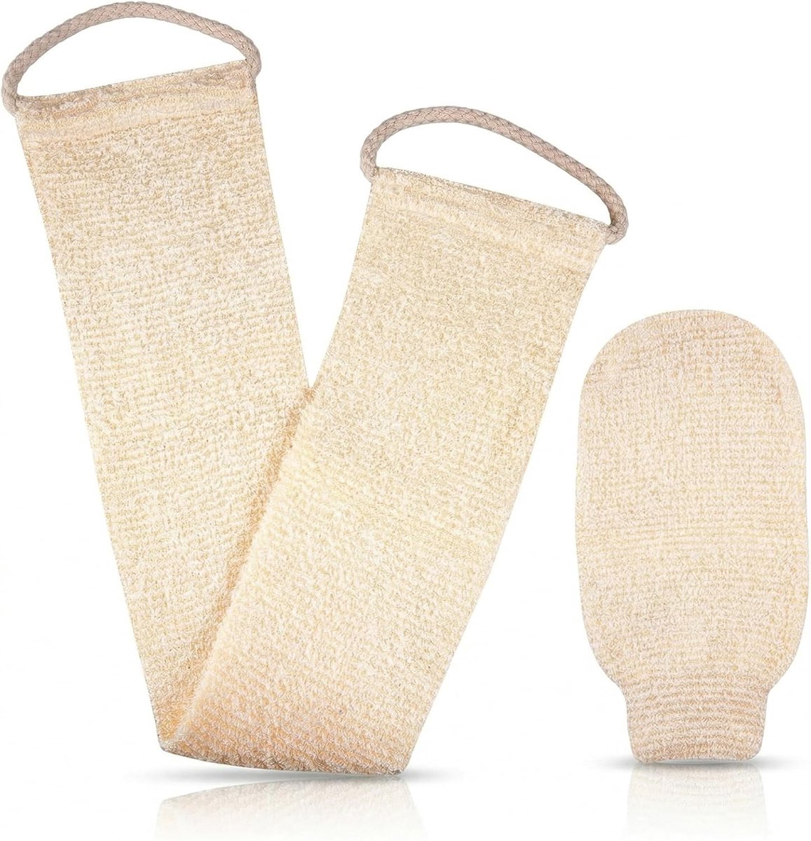 SnelShoppen - 2 Stuks Rugpeelingset met Massagehandschoenen en Scrubband - Peelingreinigingsband en Scrubhandschoen voor Volledige Peeling en Ontspann