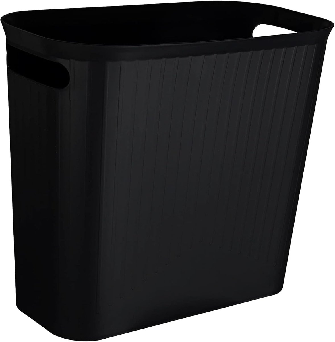 SnelShoppen - Small Trash Can 3.5 Gallon Slim Afvalbak - Rectangular Zwart Plastic Prullenbak met Handvatten voor Badkamer, Slaapkamer, Kantoor, Keuke