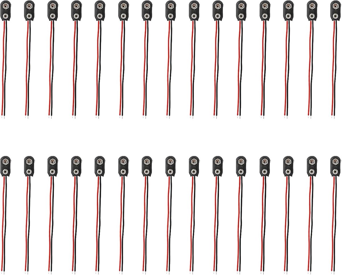 SnelShoppen - 30 Stuks 9V Batterijhouder met I-Type Aansluiting, Hoogwaardige Plastic en Metaal, Ideaal voor Elektronische Projecten en Apparaten