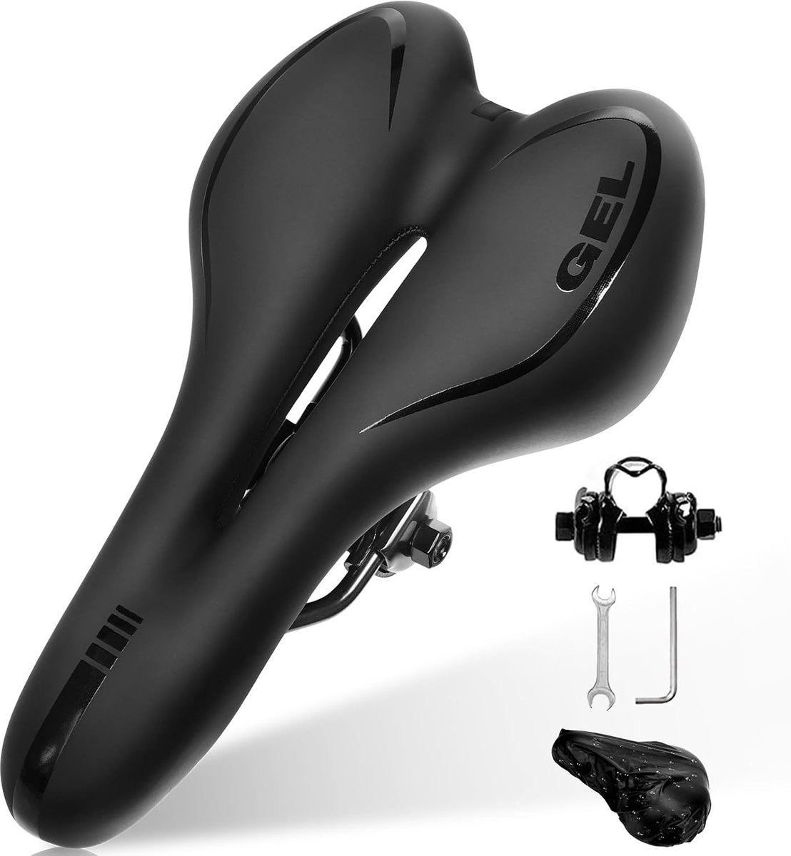 SnelShoppen - Comfortabel Fietszadel voor Heren en Dames, Gel MTB-Zadel, Ergonomisch Ontwerp, Hol Fietszadel voor Racefiets en Mountainbike, Perfect v