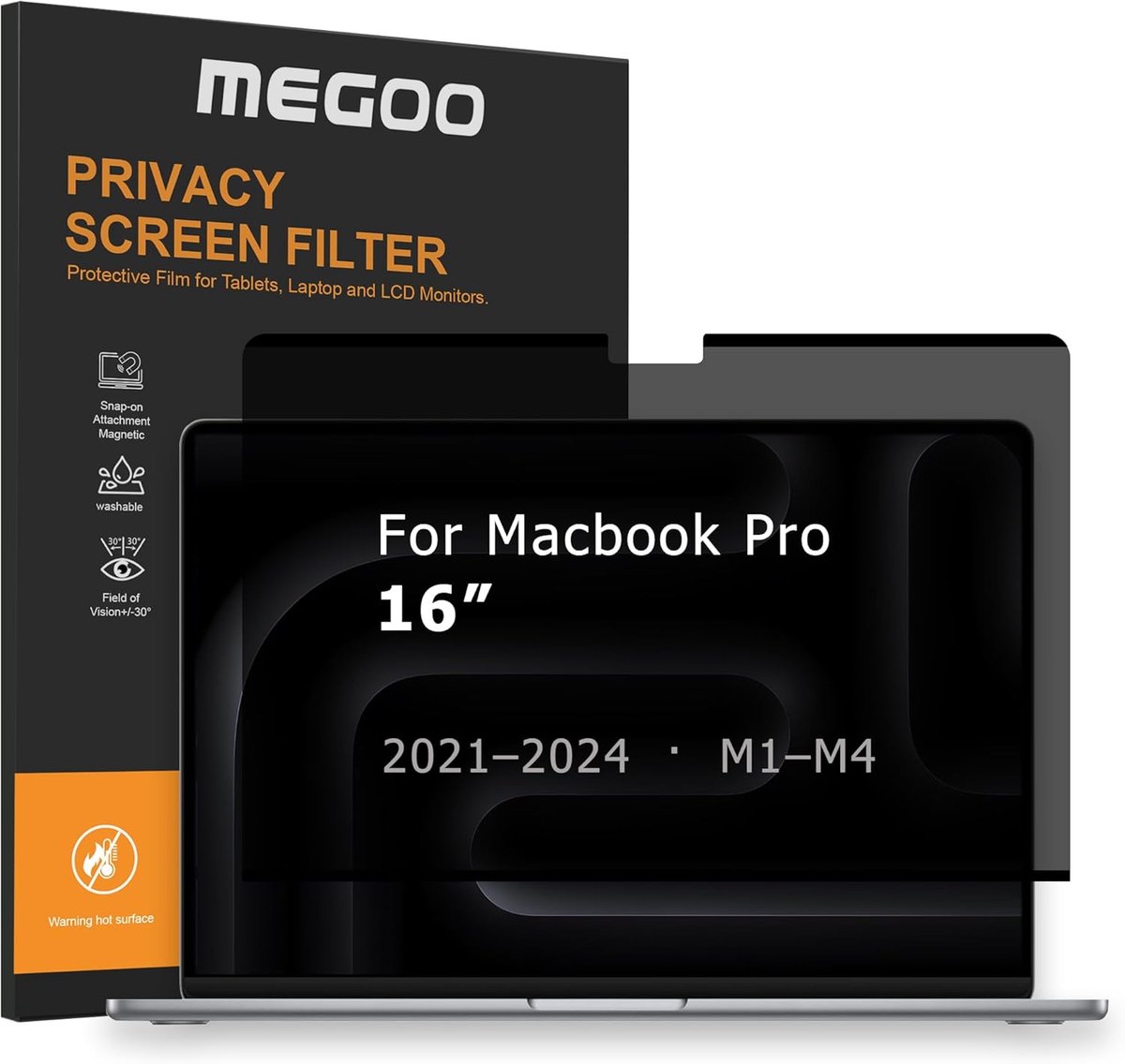 SnelShoppen - Privacy Screen voor MacBook Pro 16 Inch (2021-2024), Matte Anti-Glare, Blauw Licht Filter, ±30° Anti-Spionage, Magnetisch, Bescherming o