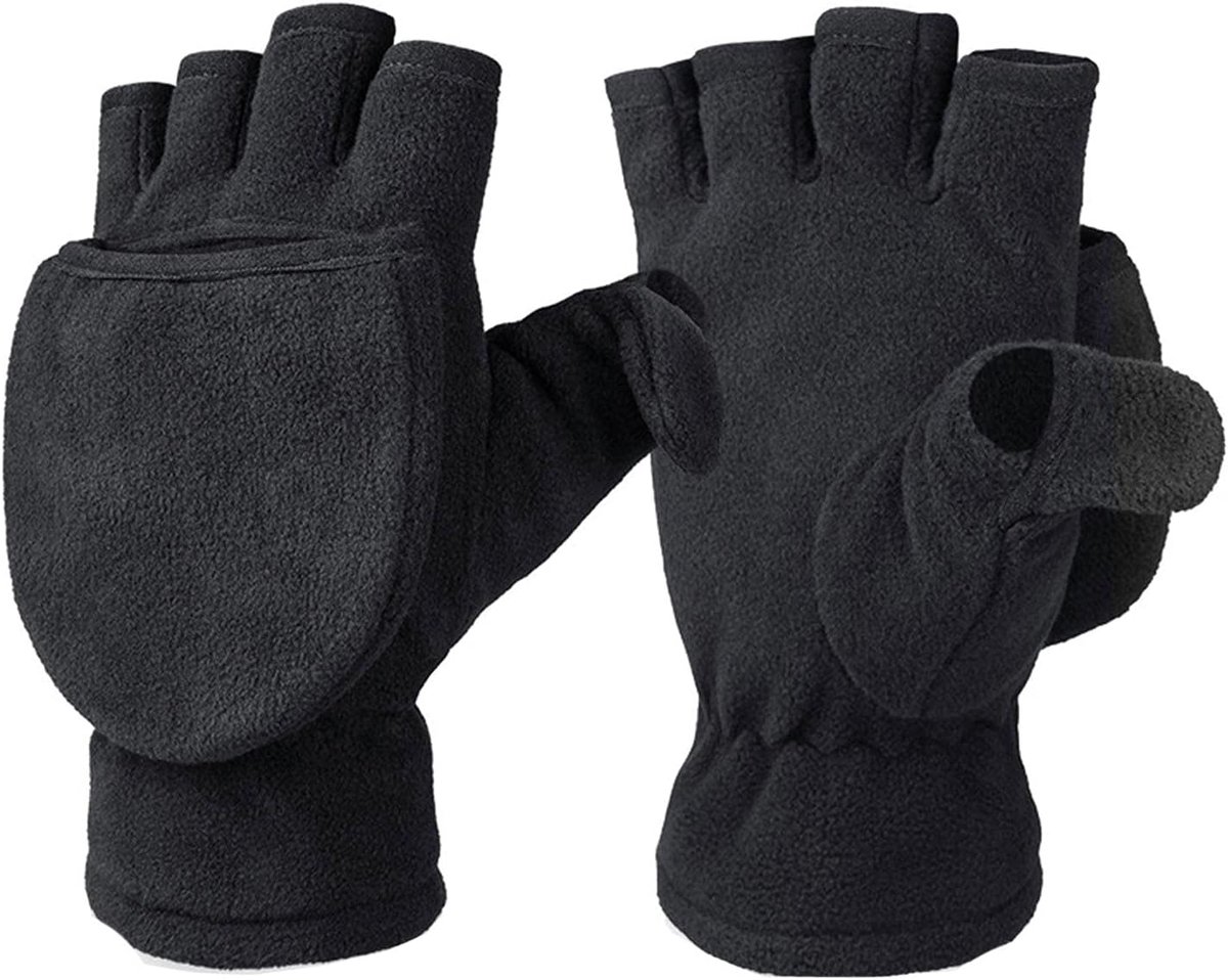 SnelShoppen - Winterhandschoenen voor Volwassenen - Winddichte Vingerloze Mittens met Flap - Geschikt voor Fietsen, Skiën, en Buitenactiviteiten - Maa