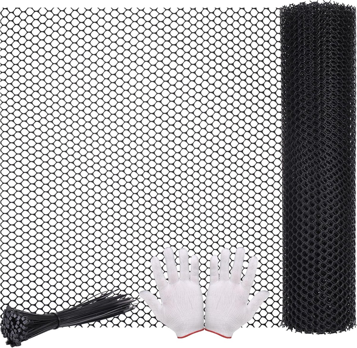 SnelShoppen - Kippenhek Kunststof Gaas 3 m x 40 cm - Gevogeltehek voor Kippenhokken, Tuinen, Balkons - Stevige Kunststof Omheining met Binddraad - Hon