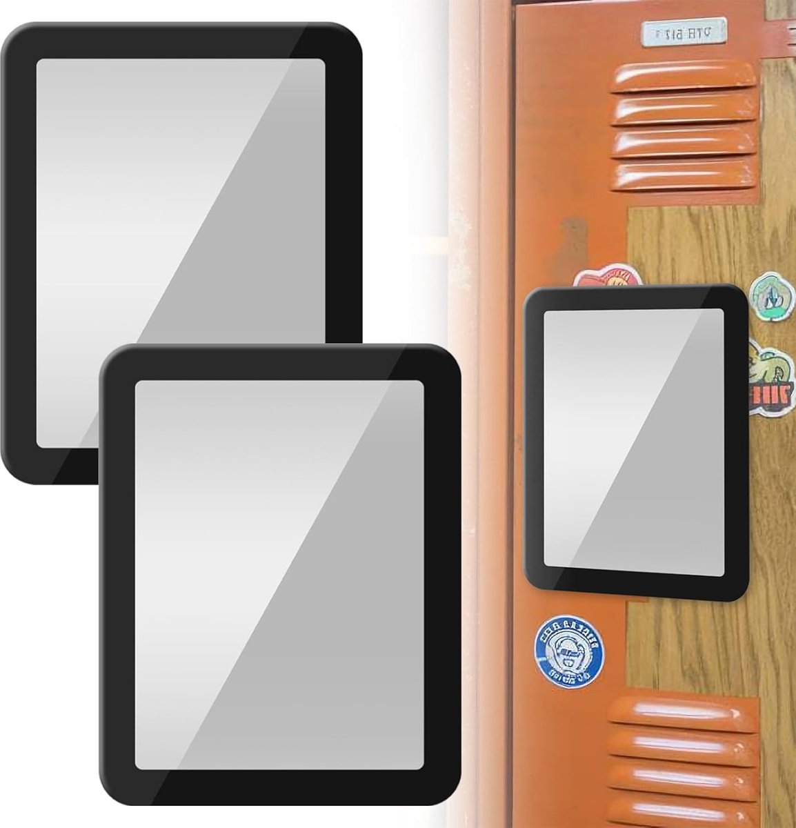 SnelShoppen - Magnetic Closet Mirror 13x18 cm - Magnetisch Make-up Spiegel - Klein Rectangular - Perfect voor Kantoor, School, Gym en Badkamer - Set v