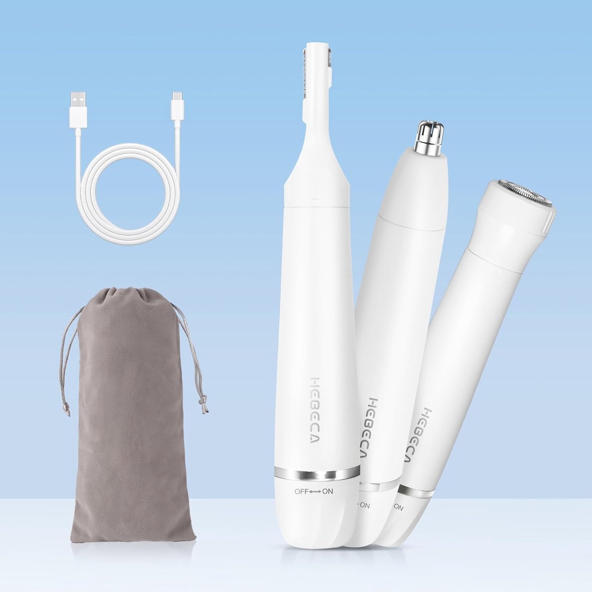 SnelShoppen - 3-in-1 Draadloze Gezichts- en Oren Neus Trimmer voor Vrouwen, Pijnloze Oogbrauw Trimmer, Waterdicht en Oplaadbaar, Ideaal voor Thuis en
