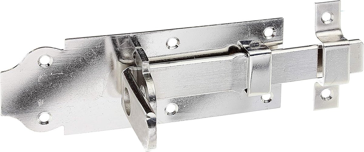 SnelShoppen - Locking Latch met Platte Handgreep | 140x52 mm | Galvanized Staal | Rechtdoor, 6 Gaten, Inclusief Lus | Perfect voor Deur, Poort en Tuin