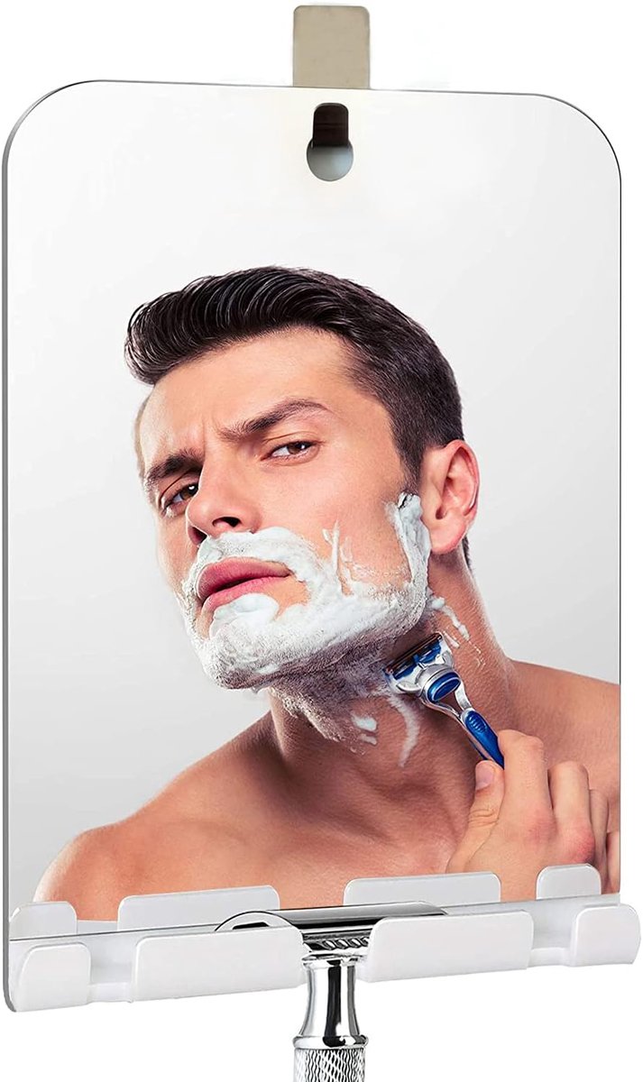 SnelShoppen - Grote fogless douche spiegel met haak en geïntegreerde scheermes houder, Anti-Fog Douche Spiegel, Wand Spiegel voor Scheren en Make-up,