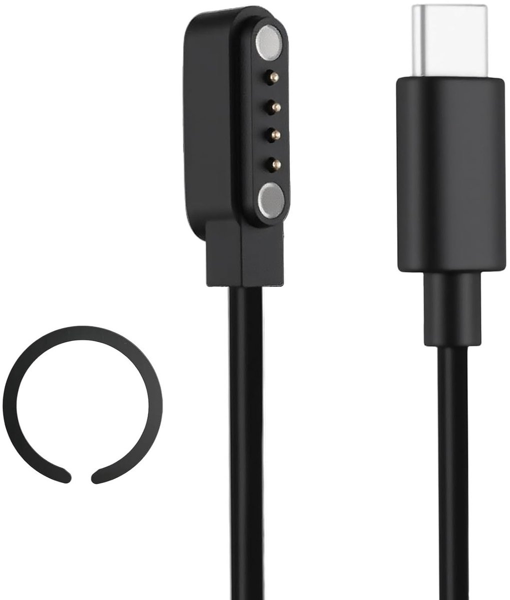 Universele Smartwatch Oplader met 4-Pin Verbinding, Magnetische USB Oplaadkabel voor Fitness Tracker met 7.62 mm Contactafstand - Geschikt voor Diverse Smartwatches en Fitnessapparaten