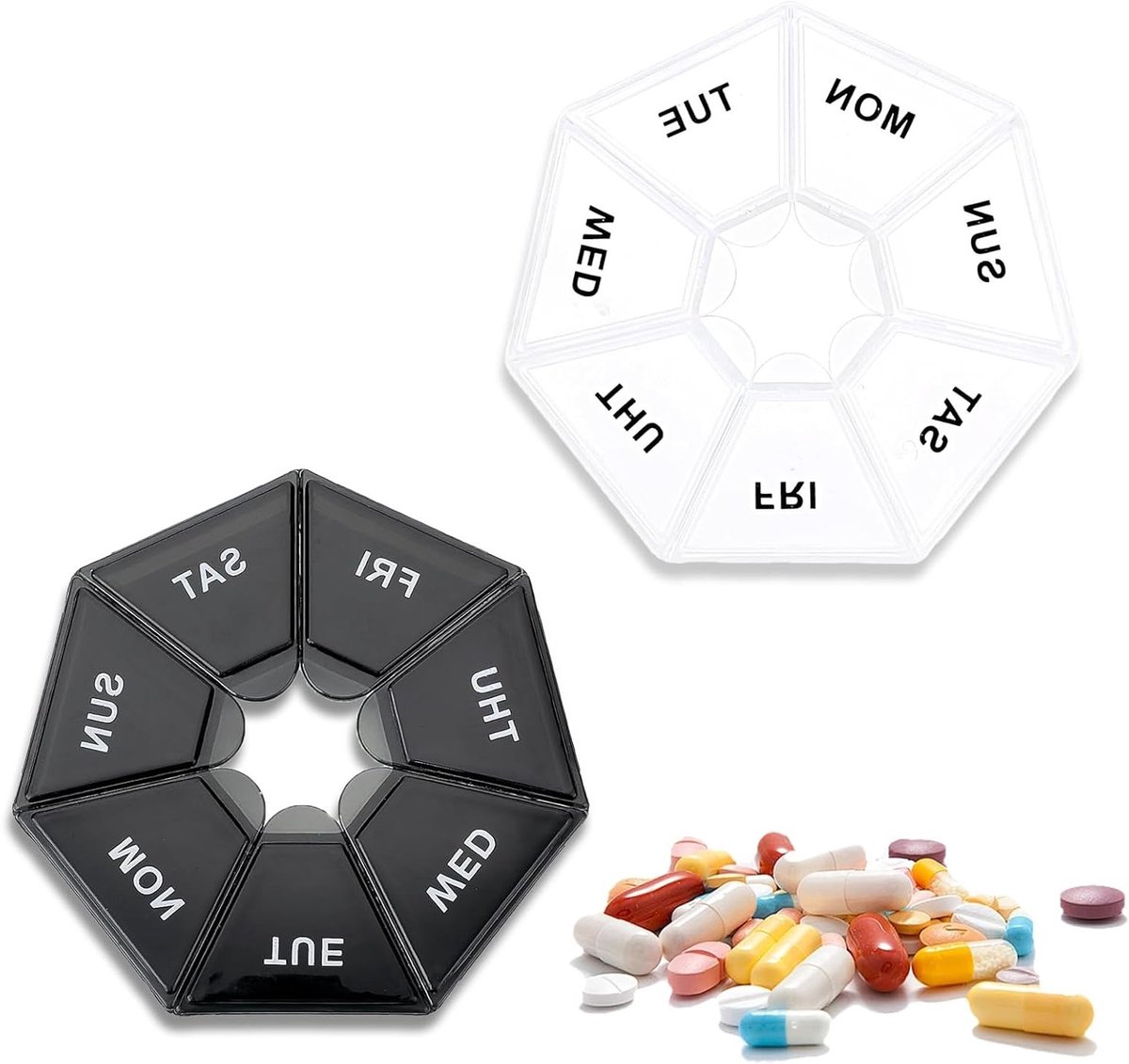 Schattige wekelijkse pillendoos voor 7 dagen, handige vitaminesupplement organizer, draagbare medicijnopberger voor reizen en thuisgebruik