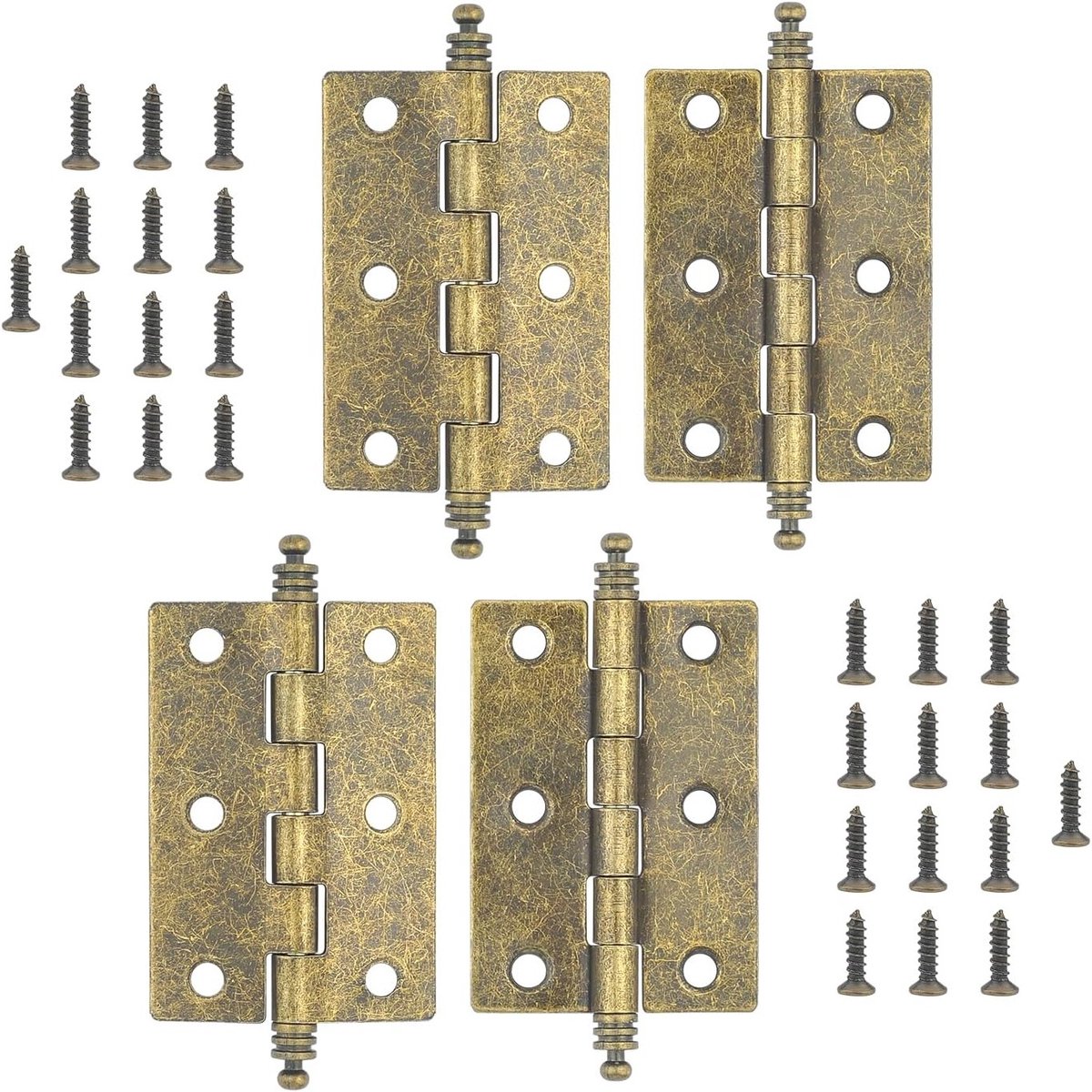Antieke scharnieren 63x43mm - retro brons - 4 stuks met schroeven - ideaal voor meubels - ShopVlot