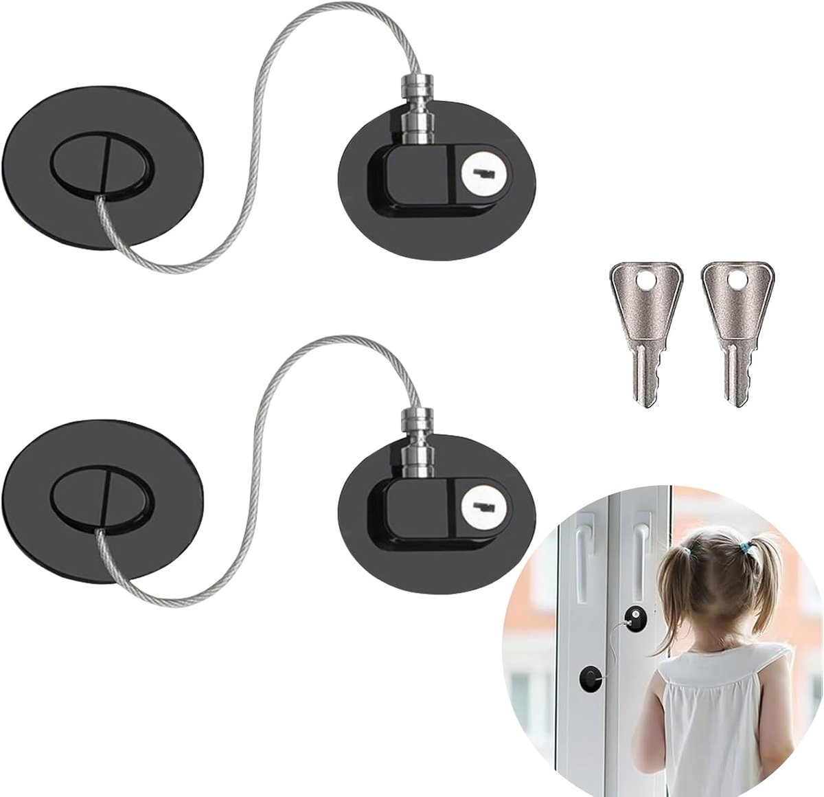 SnelShoppen - 2 Pcs Kinderen Koelkast Lock met Sterke Lijm - Geen Boren, Sleutel Inclusief - Veiligheidslock voor Koelkast, Lade, Keuken, Zwart