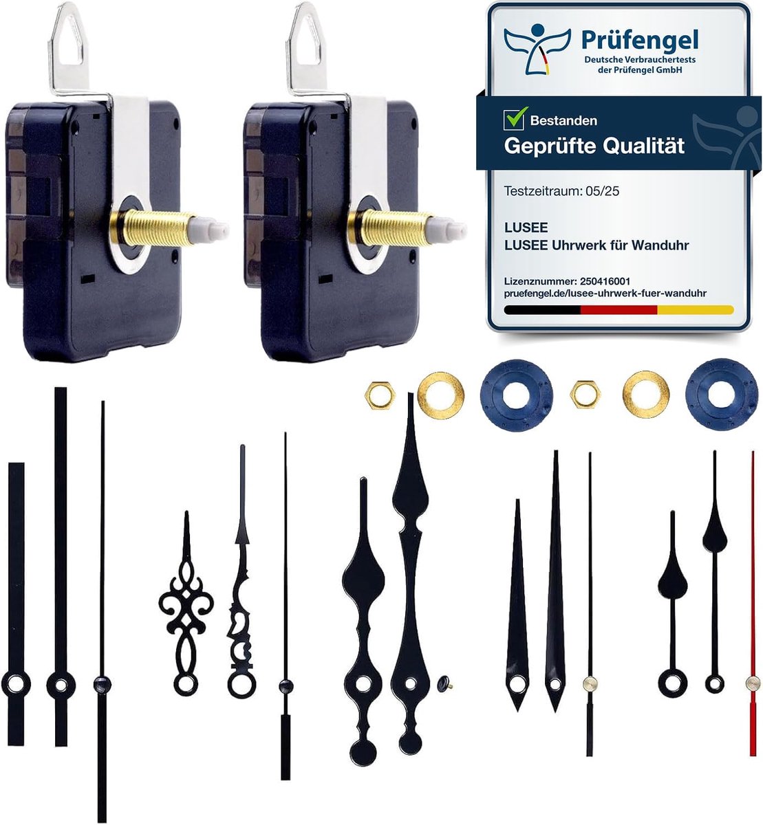 SnelShoppen - 2pcs Mechanisme Beweging voor Wandklok met 5 Sets Uurwijzers, Noiseless Stille Quartz Beweging Set voor Klok Reparatie Kit Spare Parts A