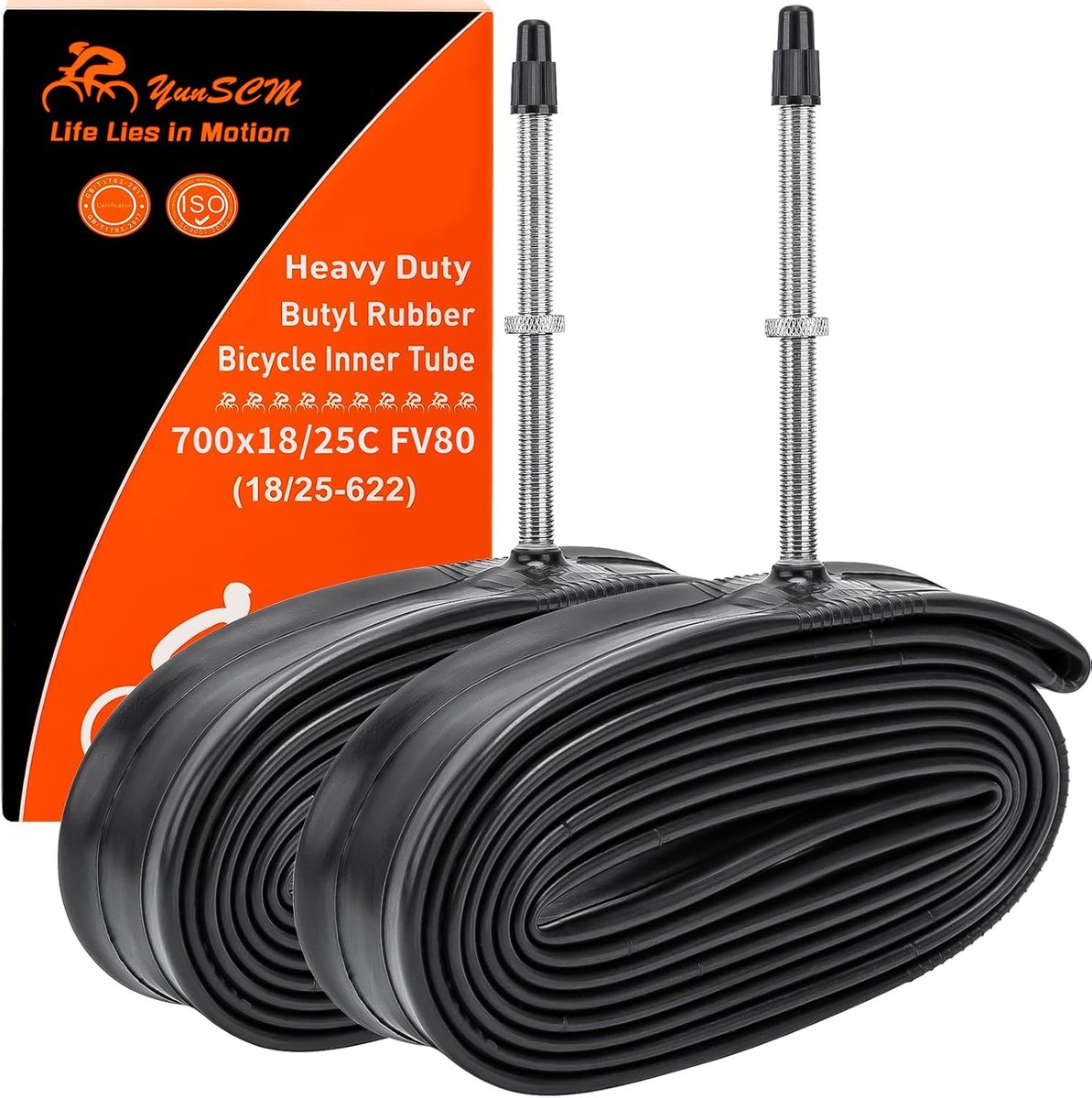 SnelShoppen - 2 Stuks 700C Fietsbuis Heavy Duty 700x18C/25C ETRTO 18/25-622 FV80mm Presta Ventiel Geschikt voor Racefiets