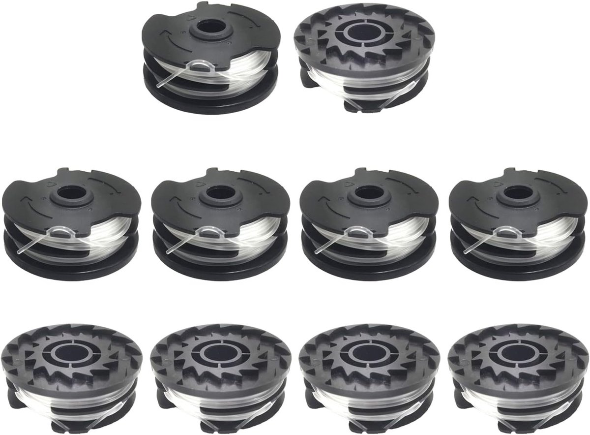 SnelShoppen - Vervangspoelen voor Grastrimmer 10 Stuks - 8.2m Lengte - 0.3cm Dikte - Geschikt voor Parkside Trimmers - Duurzaam Nylon en ABS Coils - T