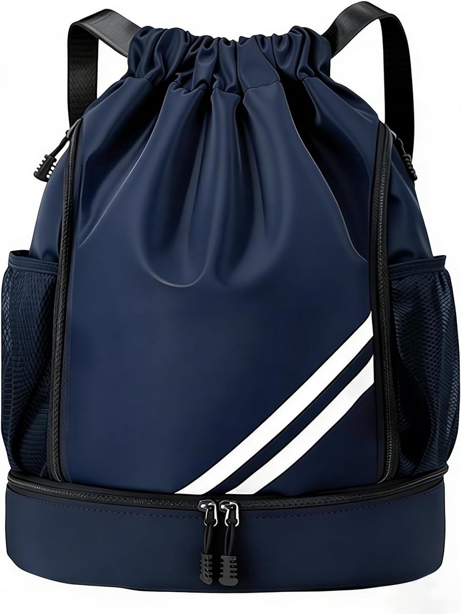 SnelShoppen - Gym Bag, Navy Blue Sports Backpack, Waterdichte Sporttas voor Mannen, Vrouwen en Kinderen, Sporttas met Schoencompartiment en Ballencomp
