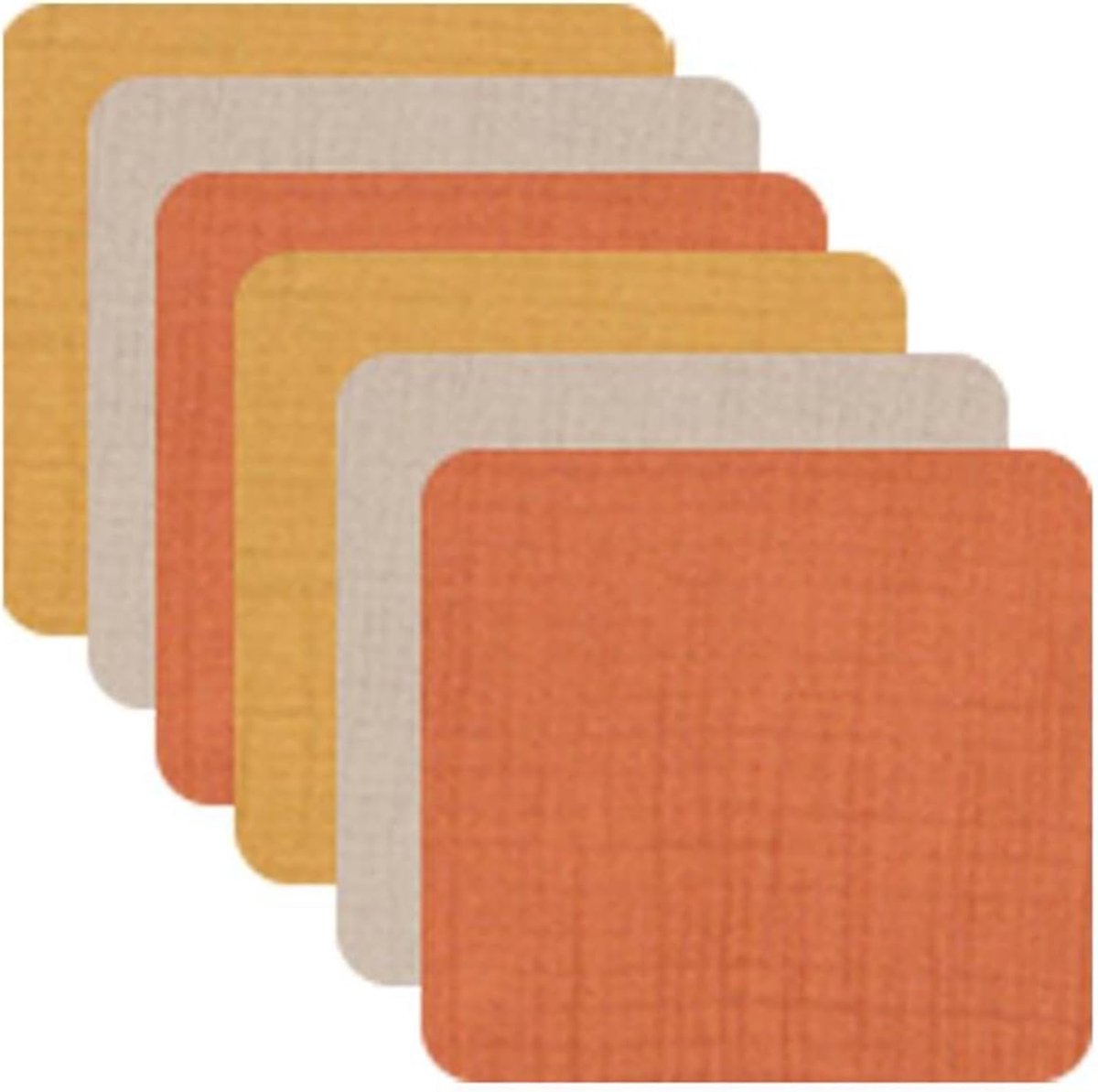 SnelShoppen - Muslin Baby Washcloths 100% Organic Cotton - Set van 6 - Zachte Babydoekjes voor Gevoelige Huid - 20x20 cm Terracotta - Perfect voor New