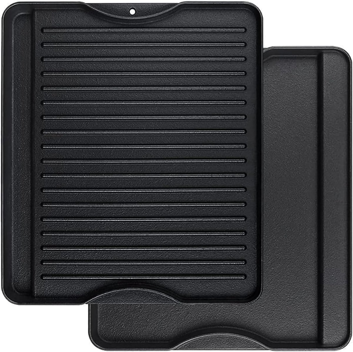 SnelShoppen - Cast Iron Griddle 34x40 cm - Dubbelzijdige Grill/Griddle Combo - Zwaar Geëmailleerd - Voor Camping, Keuken en Buiten - Zwart