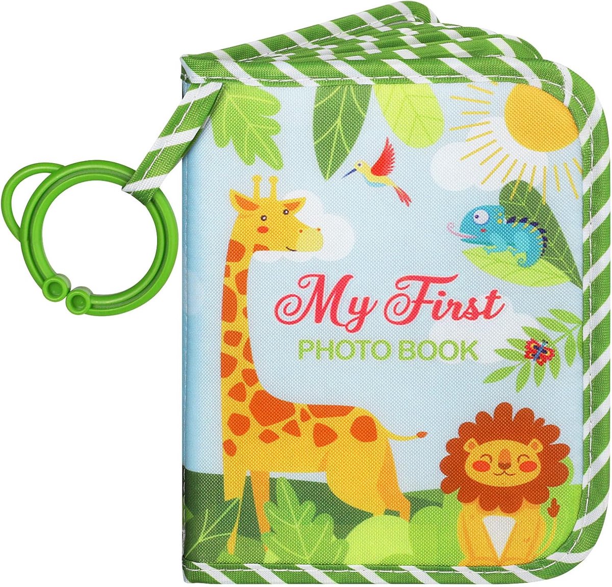 SnelShoppen - Baby Fotoalbum 17 Foto's 10x15 cm - Mijn Eerste Zachte Stof Foto Boek - Persoonlijk Maakbaar met Naamkaart en Naamlabel - Interactief en