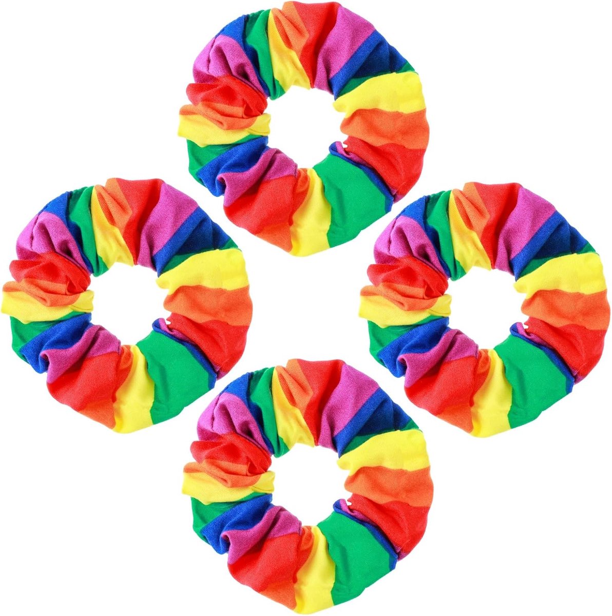 SnelShoppen - 4 Stuks Rainbow Scrunchies Haarelastiekjes - Kleurige, Elastische Haarbanden voor Vrouwen - Perfect voor Ponytails, Braid en Feestjes