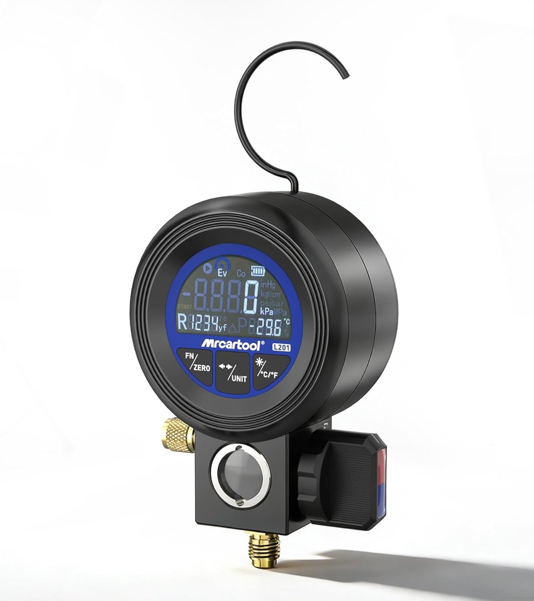 SnelShoppen - Digitale Drukmeter L201 voor Airconditioning, Koelmiddel Vullen, Drukmeting, Vacuüm en Lekkage Detectie, Ondersteunt 24 Koelmiddelen zoa