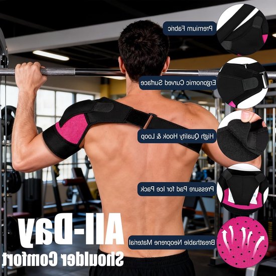 Verstelbare Schouderbandage van Neopreen voor Mannen en Vrouwen, Ondersteuning voor Blessurepreventie, Herstel en Sportblessures, Geschikt voor Links of Rechts Schouder met Comfortabele Pasvorm — afbeelding 2
