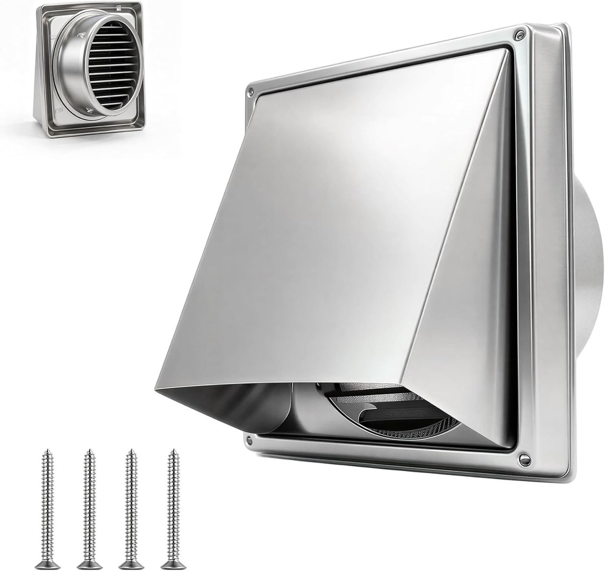 Weerbestendig roestvrijstalen ventilatierooster van 150 mm met insectenbescherming voor bu