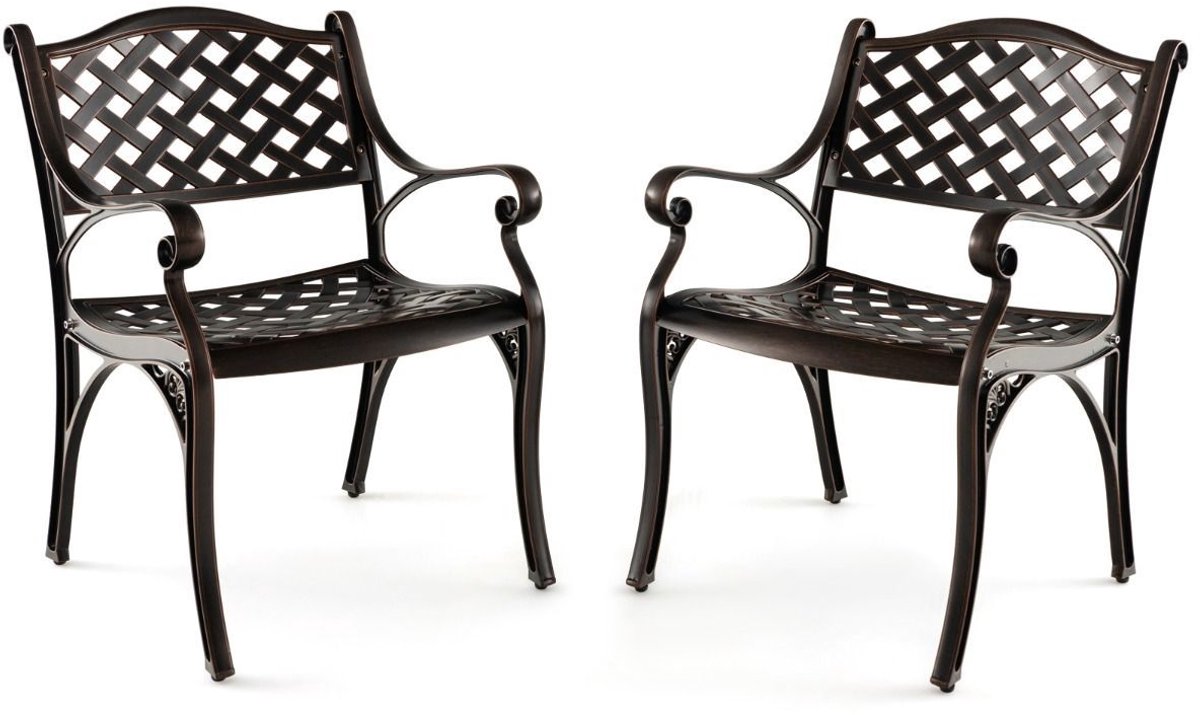SureDeal® - Tuinmeubel - Terrastafel - Stoelen Gegoten Aluminium - Parasolgat - Armleuning