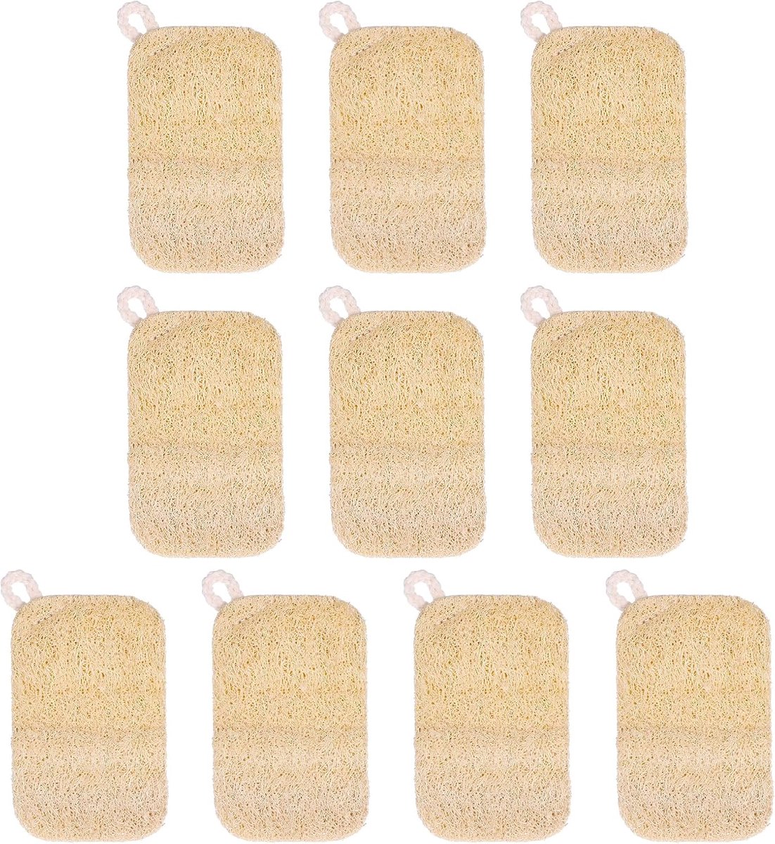 SnelShoppen - 10 Stuks Natuurlijke Loofah Sponsen voor Keuken en Bad, Afwas Sponsen, Composteerbaar en Duurzaam, Ideaal voor Tafelgerei en Huishoudeli