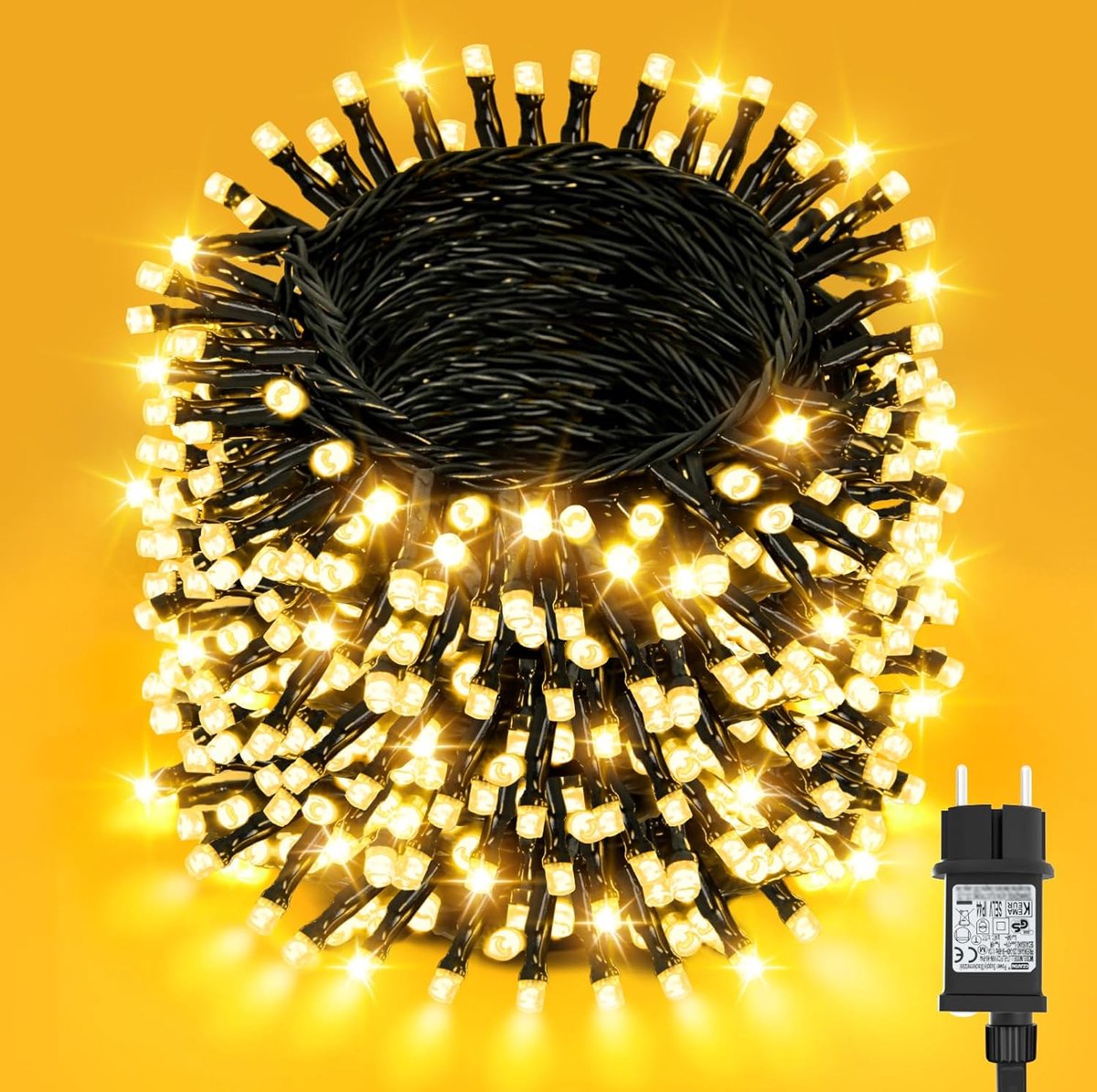 SnelShoppen - Outdoor Kerstverlichting 50m, 500 LEDs, Waterdicht, Warm Wit, Met 6-Uur Timer, 8 Verlichtingsmodi, Geheugenfunctie voor Feestdagen en Tu