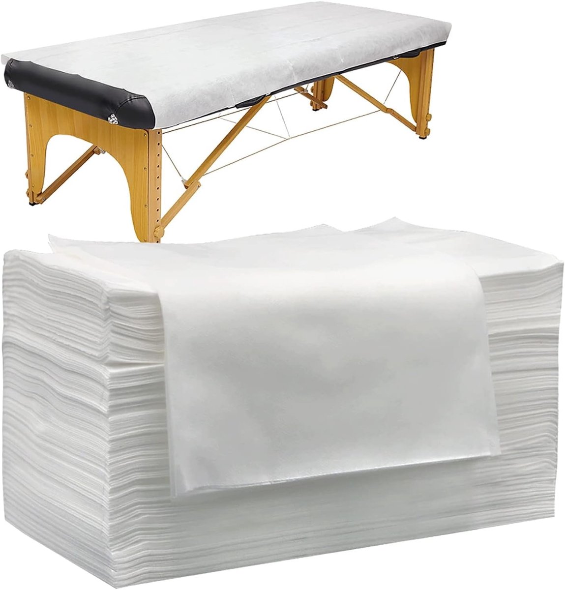 SnelShoppen - 100 Stuks Wegwerp Bedlakens Massage Tafel, Bedlinnen, Disposable Pad voor Massage Stoelen, Spa en Tattoo Salon, Non-Woven Stof, 80 x 180