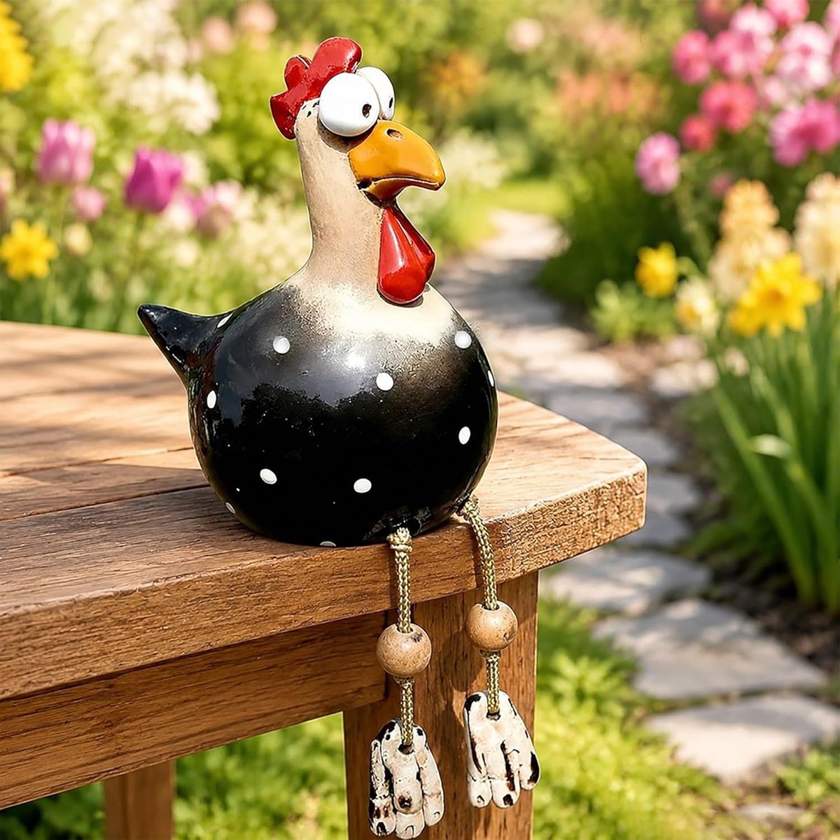 SnelShoppen - Tuinbeeld Tuinman voor Motorfiets 13,2 x 13 cm Waterdicht en UV-bestendig Tuin Decoratie Grappige Cadeaus voor Mannen en Balkon