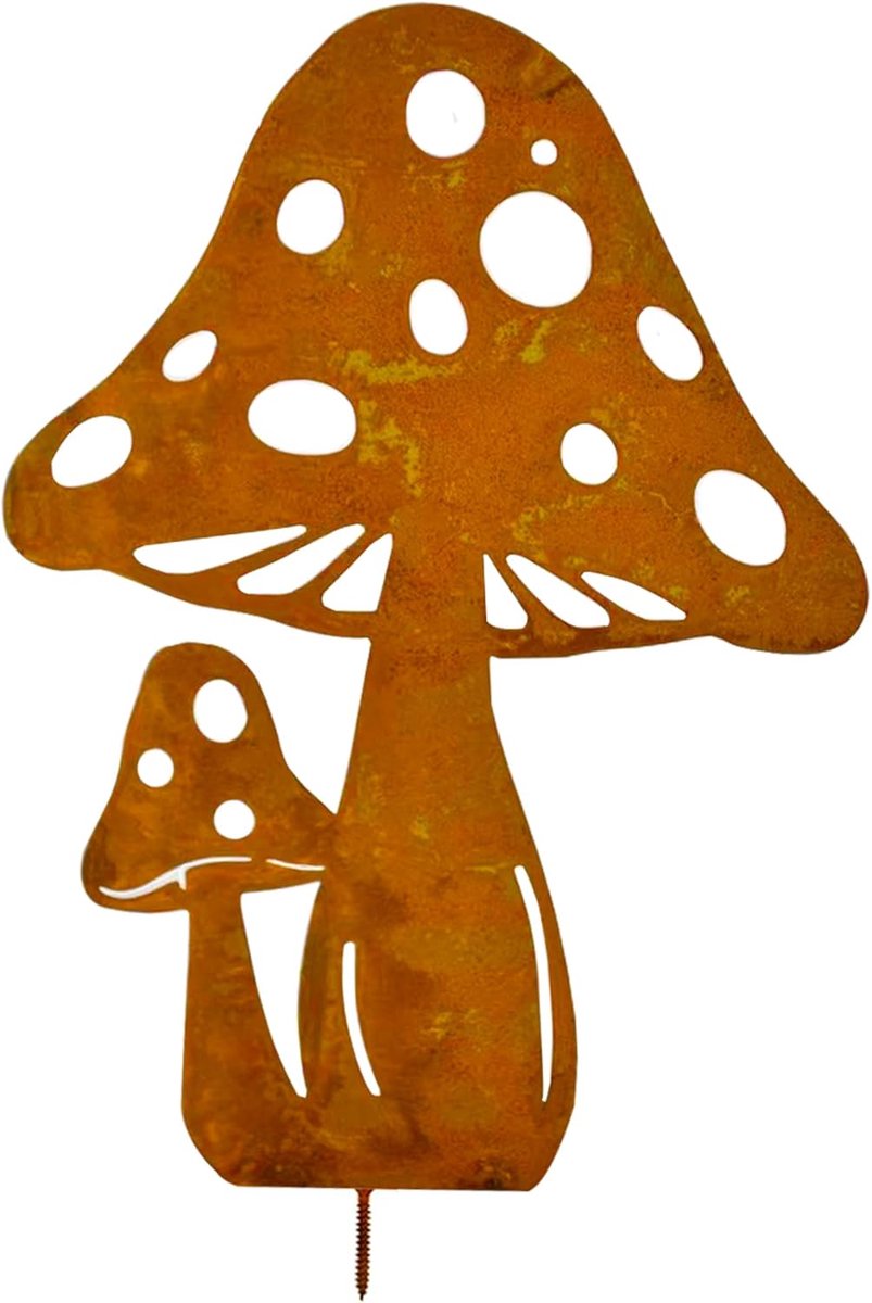 SnelShoppen - Grote Paddenstoel Tuin Decoratie, Roestige Plug, Vliegenzwammen Tuinsteker, Herfst Roest Decoratie voor Tuin, Buiten, Feest, Camping