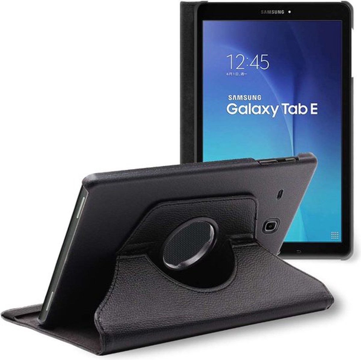 ebestStar - Hoes geschikt voor Samsung Galaxy Tab E 9.6 T560, T561, Roterende Etui, Case, 360° Draaibaar hoesje, Zwart