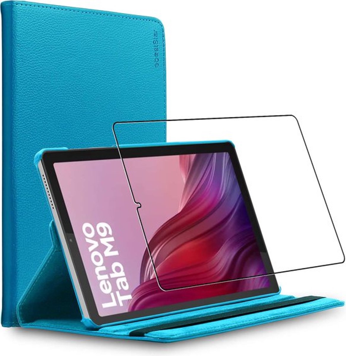 ebestStar - Hoes geschikt voor Lenovo Tab M9, Roterende Etui, Case, 360° Draaibaar hoesje, Blauw + Gehard Glas