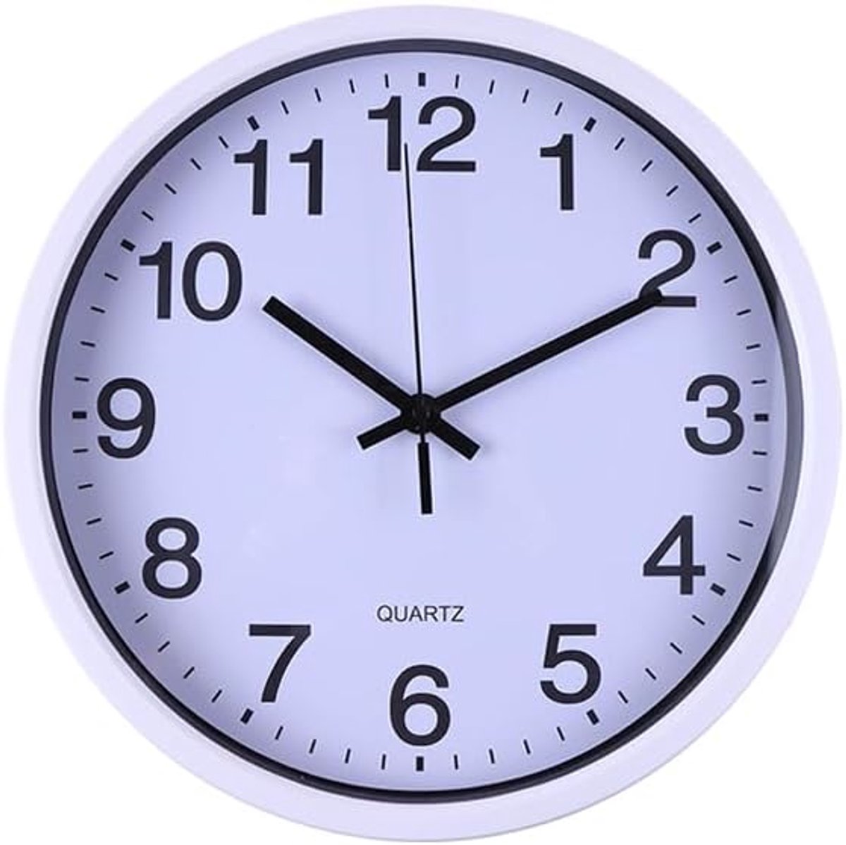SnelShoppen - Wandklok 12" Stille & Non-Tik - Witte Quartz Klok met Grote Zwarte Cijfers voor Thuis, Kantoor, School & Keuken Decor