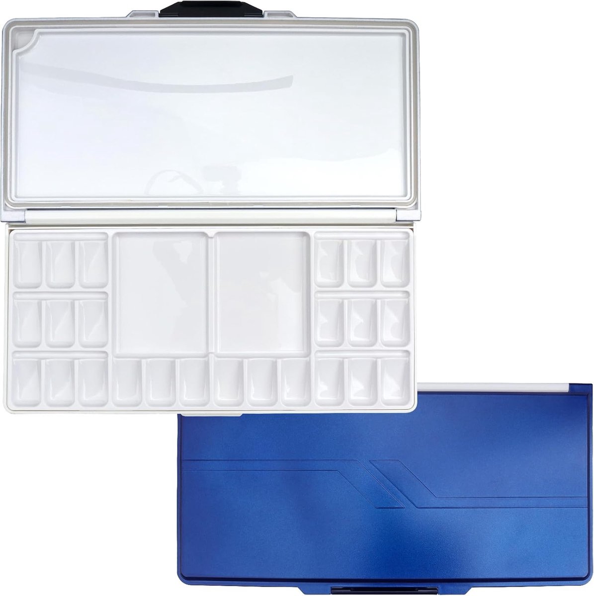 Thijox - 26 Well Folding Paint Palette - Draagbare Reis Stay Wet Palette Box - Kunstenaars Verfbak voor Aquarel Olie Acryl Schilderen - Donkerblauwe K