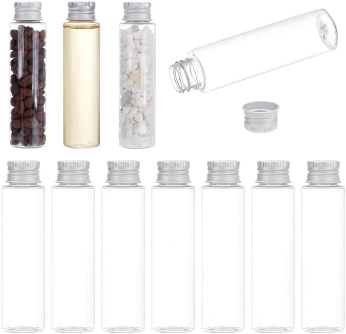 SnelShoppen - Pack van 30 Heldere Glazen Vial 50ml Proefbuizen met Schroefdop, Transparante Laboratorium Tubes voor Monsteronderzoek, Wetenschappelijk